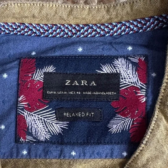 Zara Men's Mandarin Collar Button Down Shirt - Picture 2 of 3